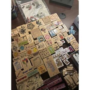 125 Rubber Stamp Lot Christmas Baby Animal Beat Flower Words Phrase Vtg Scooby